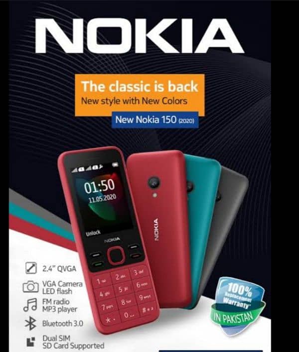 Nokia 150Mobile ofshal PTA Approved dul sim god condition long Bettery 0