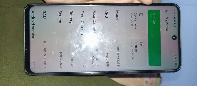 Infinix note 30 ram rom 16/256  mobile ha with box with warranty 5