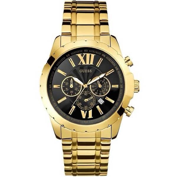 Guess Gold Tone Stainless Steel Black Dial Men's Watch W0193G1 0