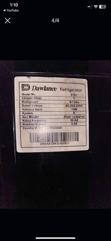 Ad title * Dawlance Fridge single door in Good condition 3