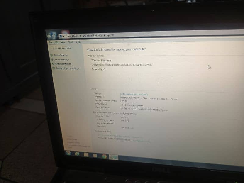 Laptop Dell Intel(R) core2 duo t7100 Read add 5