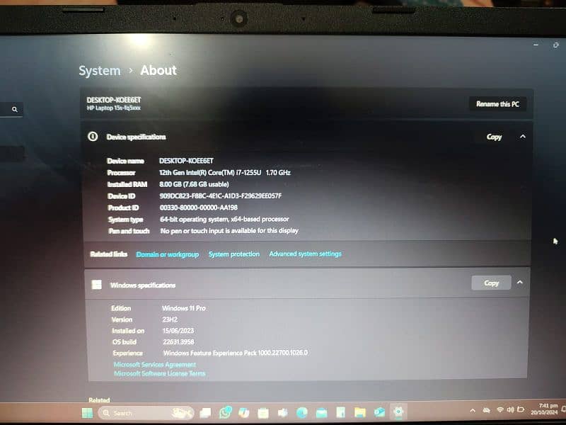 Laptop HP 12th Gen core i7 1255U 6