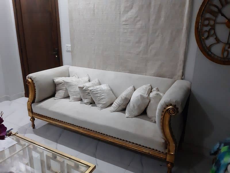 offwhite sofa with golden leafing for sale 2