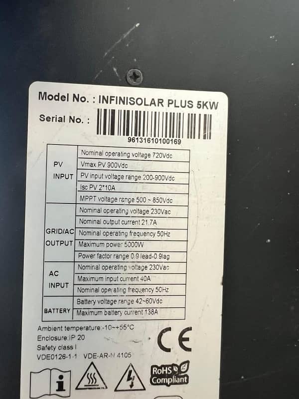 Infini solar inverter 5 kw plus 0