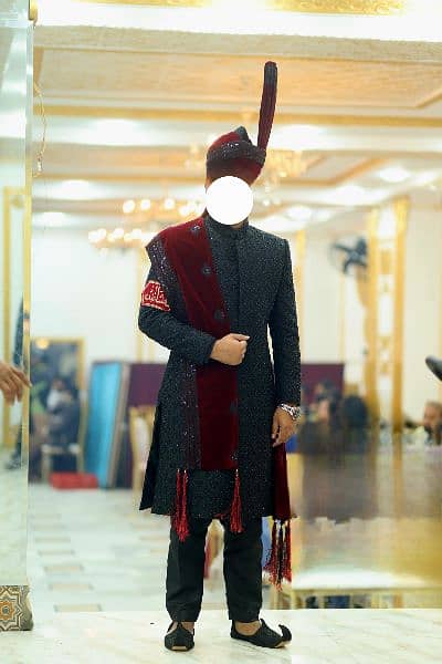 Sherwani + Khussa +Kulla full set for sale one time used 1