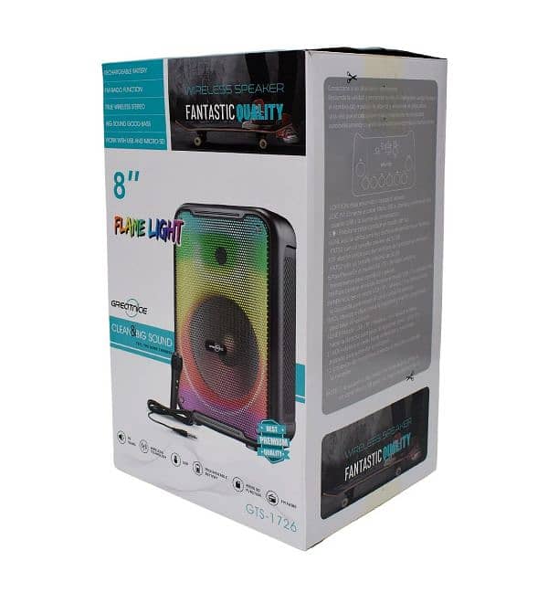 GTS 1726 8 inch woofer Portable Speaker Powerful Bass & Colorful light 3