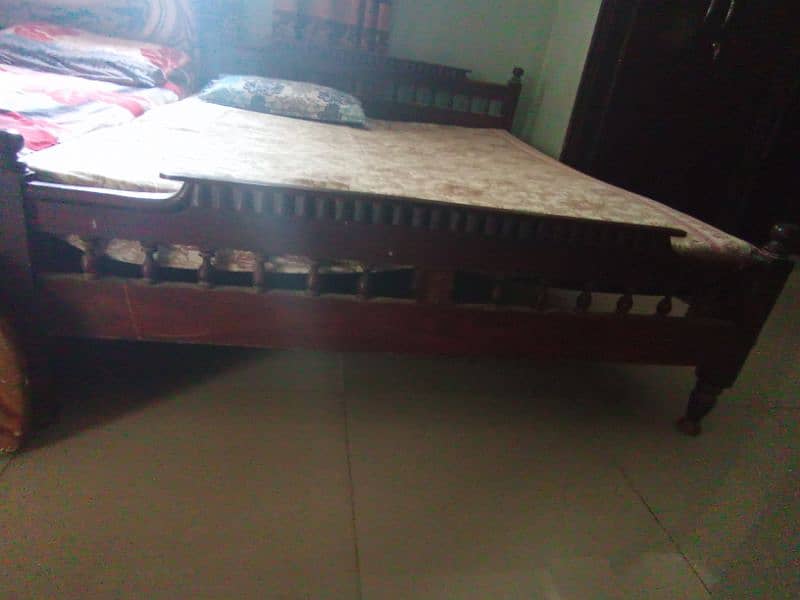 old wooden with bed and 3 sofa 1