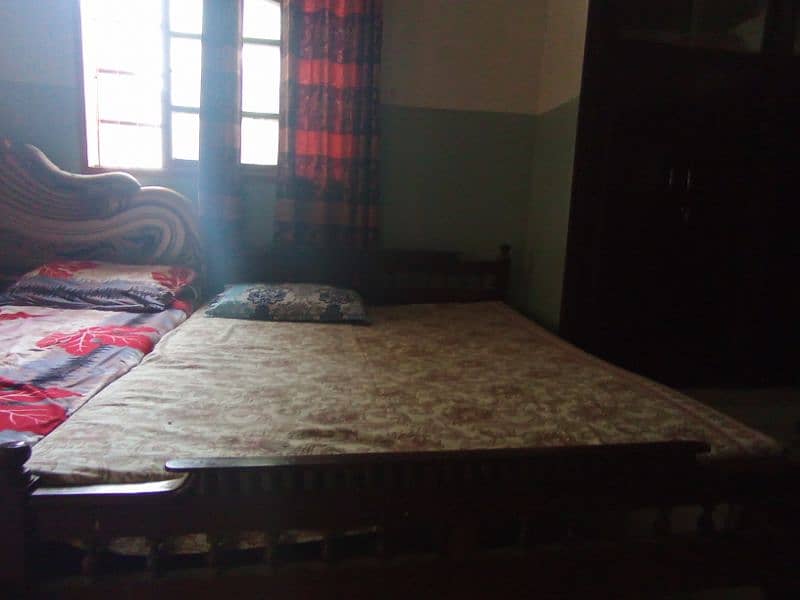 old wooden with bed and 3 sofa 2