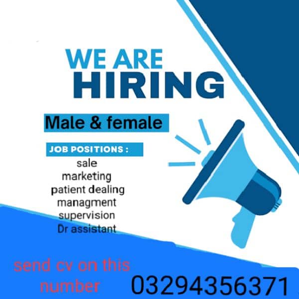 we are hiring male and female 0