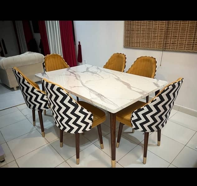 6 person antiq dining chair and table 3