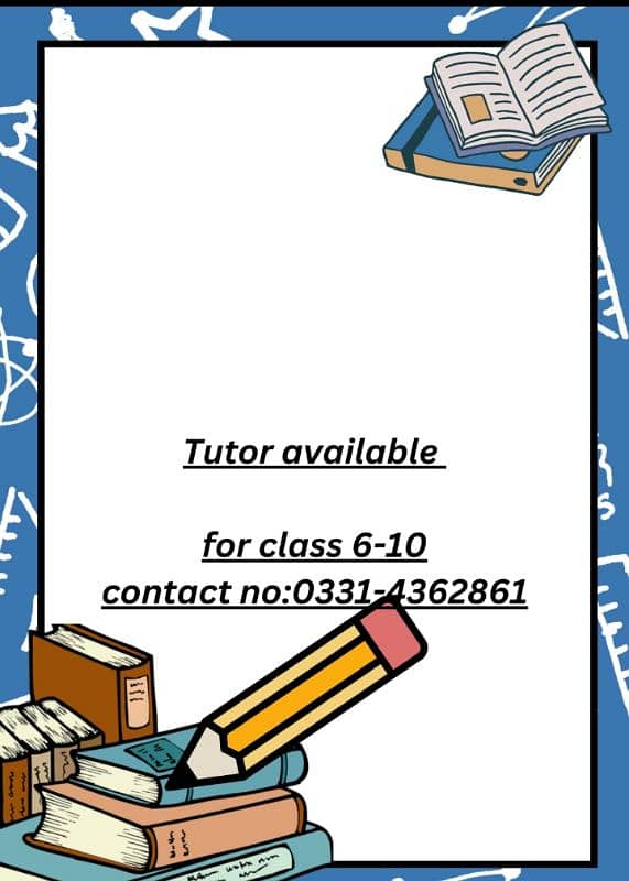 home tutor available contact no 03314362861 0