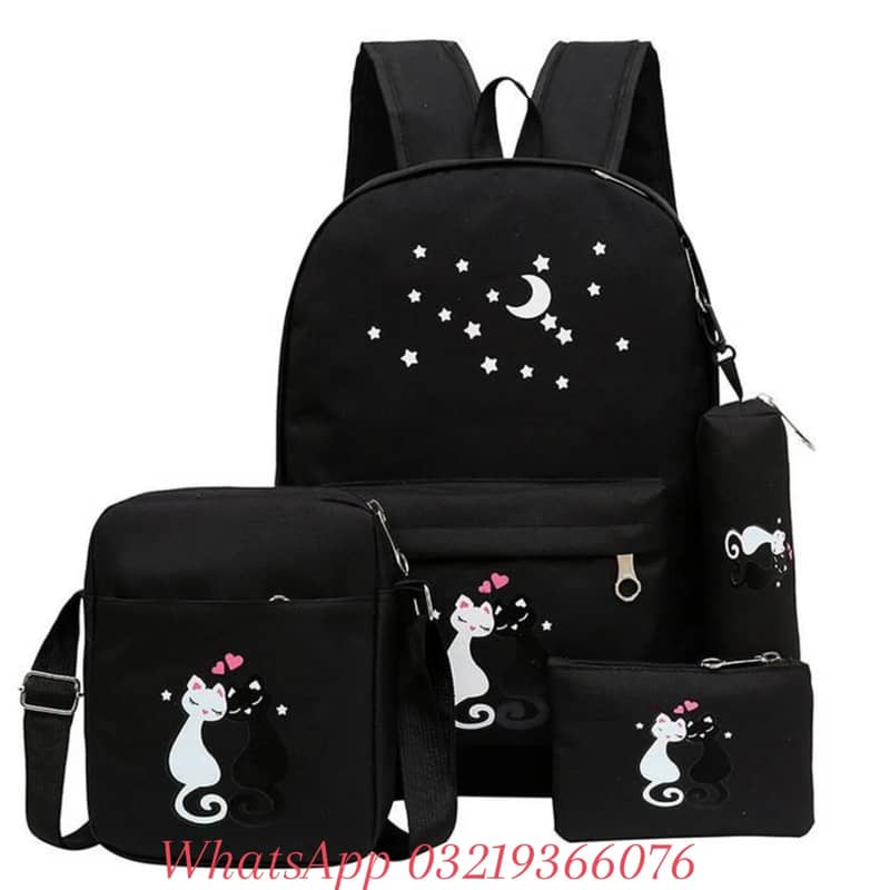 girls canvas bagpack set 0