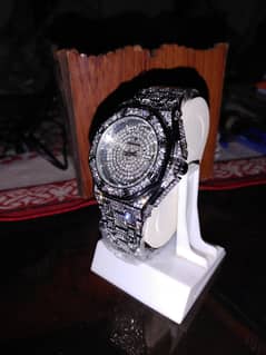 AP STYLE FULLY ICED WATCH SILVER