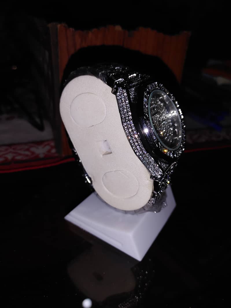 AP STYLE FULLY ICED WATCH SILVER 2