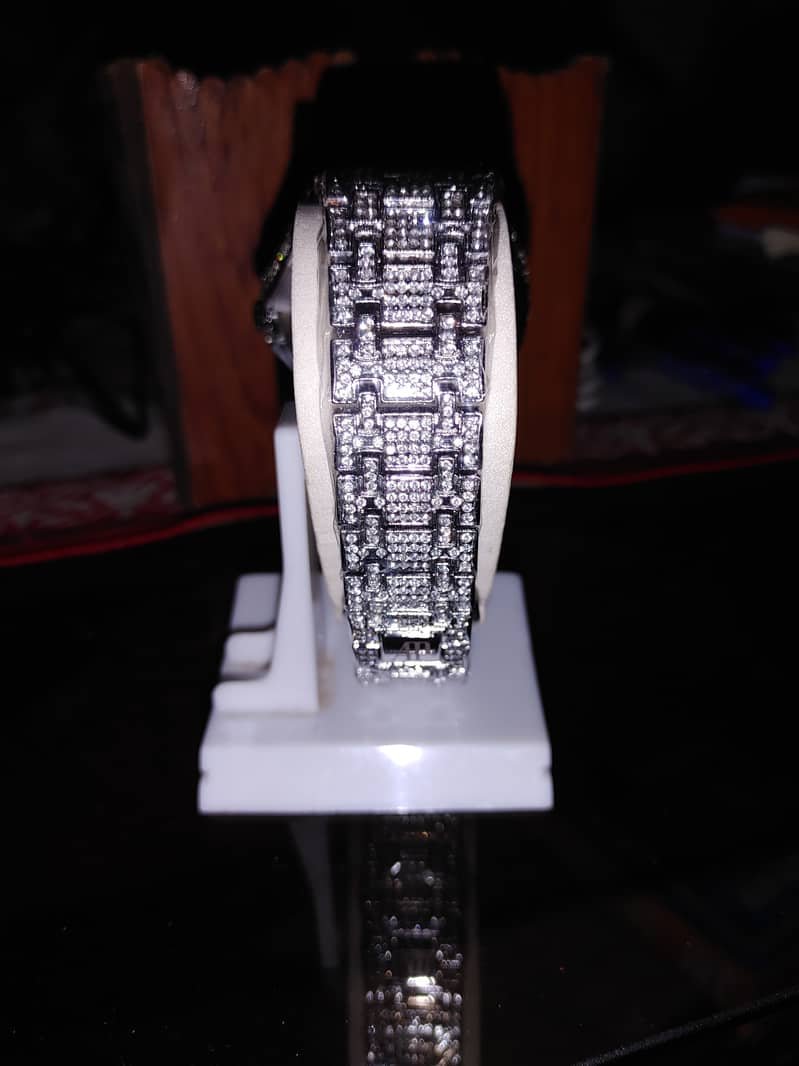 AP STYLE FULLY ICED WATCH SILVER 4