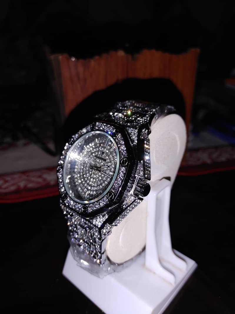 AP STYLE FULLY ICED WATCH SILVER 7