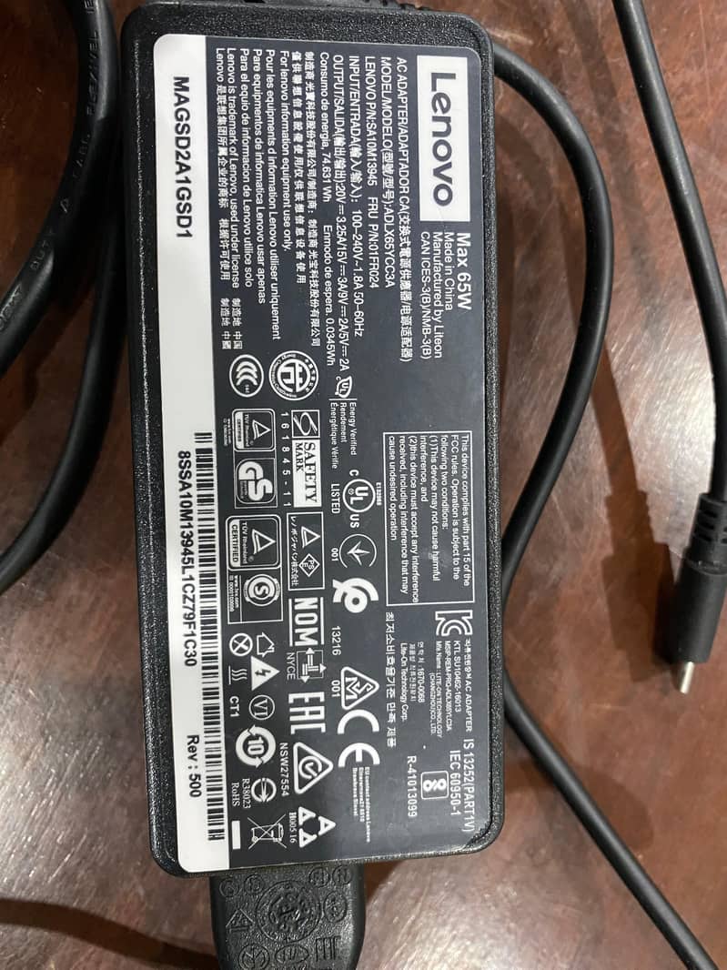 65W Laptop Charger Slightly Used, Type-C 65 watt, Any Laptop (Lenovo) 2