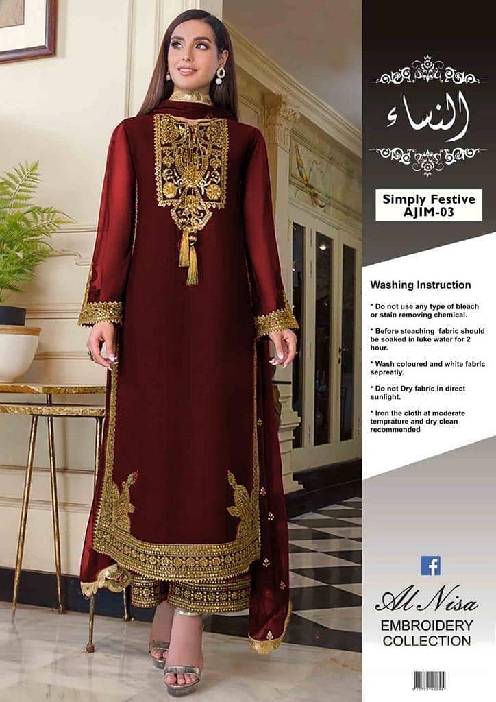 Asim Jofa Chiffon ,Malai & Satin Silk 3 Pc Suit 2