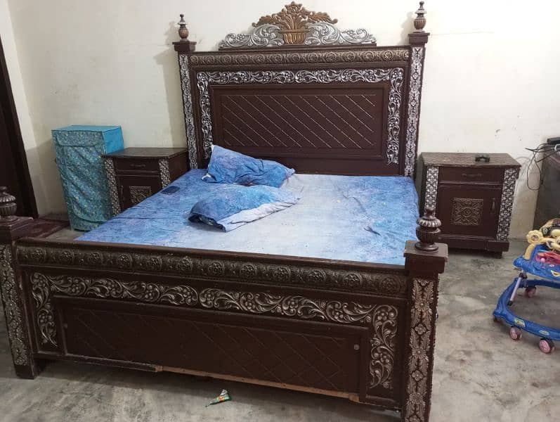 Double Bed with two Side Tables, Dressing, Showcase & Dewan 1