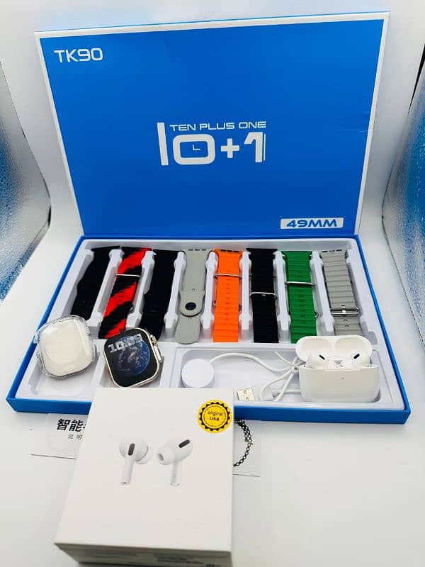 Air pords pro with 10 + 1 TK90 smart watch 5