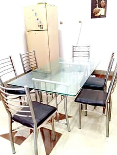 Steel Dinning Set with double mirror table