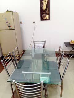 Steel Dinning Set with double mirror table