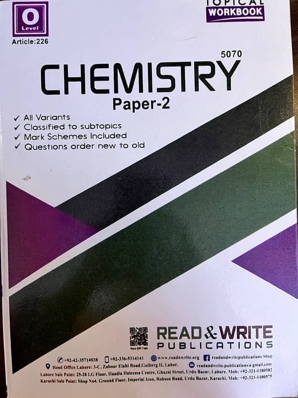 chemistry Read and write p1,p2 pastpapers 1