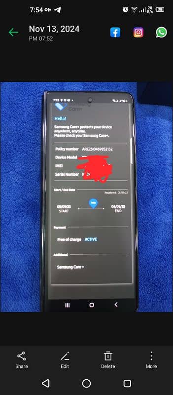 Samsung Galaxy Z fold 5, 12/512gb, with ACCIDENTAL COVERAGE WARRANTY 7