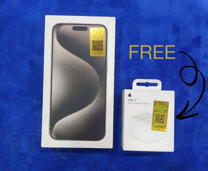 Iphone 15 Pro Max Box Pack, 512GB, FREE 20 WATT CHARGER, PTA APPROVED 0