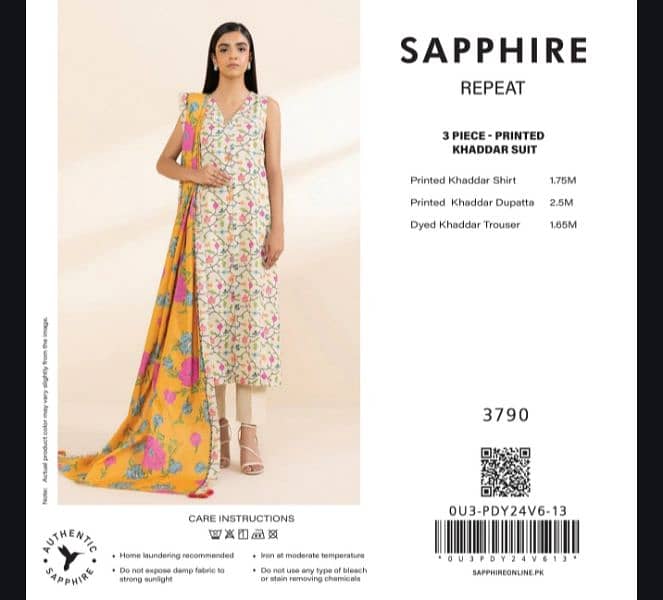 SAPPHIRE 3 PIECE PRINTED KHADDAR Suit 6