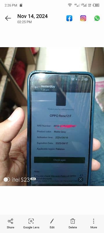 oppo Reno 12f ramta number 03244926958 6