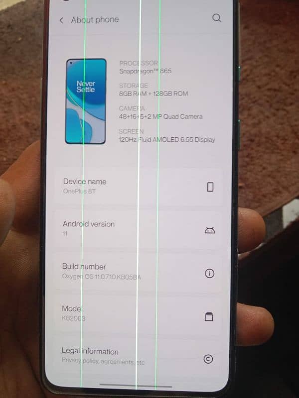 OnePlus 8t with box minor 3 lines 0