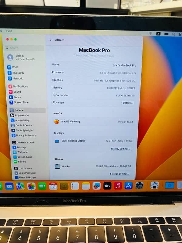 13” MacBook Pro 2017 i5/8/256 2