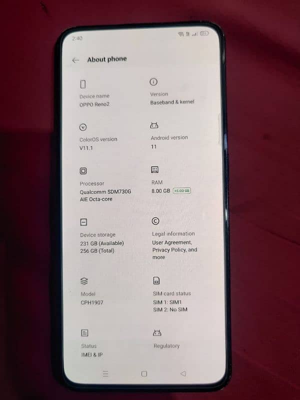 oppo Reno 2.8+256 with box 1