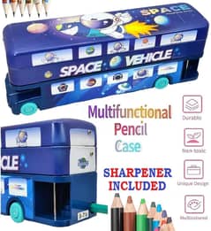 Metal Bus Geometry Box Pencil Box - New