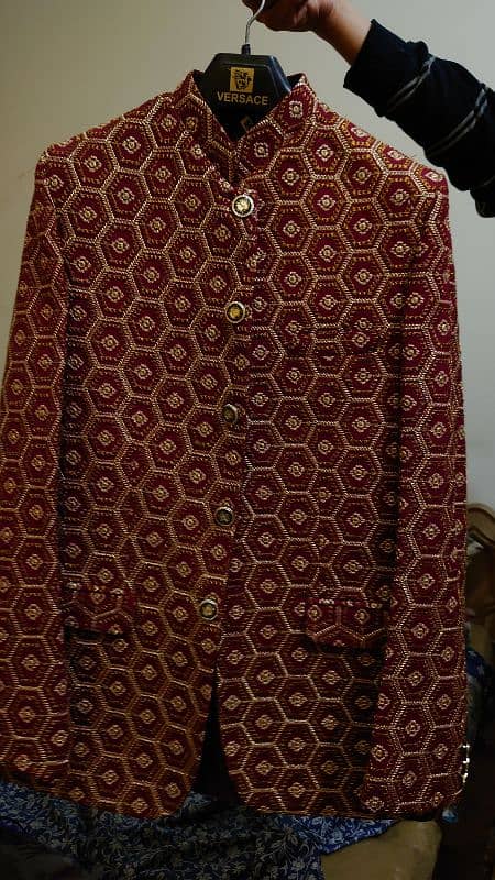 Men Maroon Tilla Work design Court 2