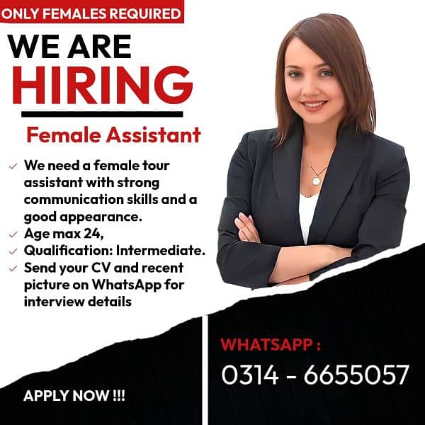 Female Assistant Required || Jobs, Staff Required 0