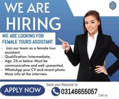 Female Tours Assistant Required || Jobs