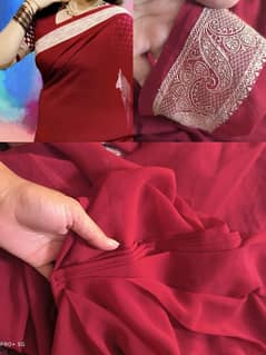 maroon chiffon  Indian saree