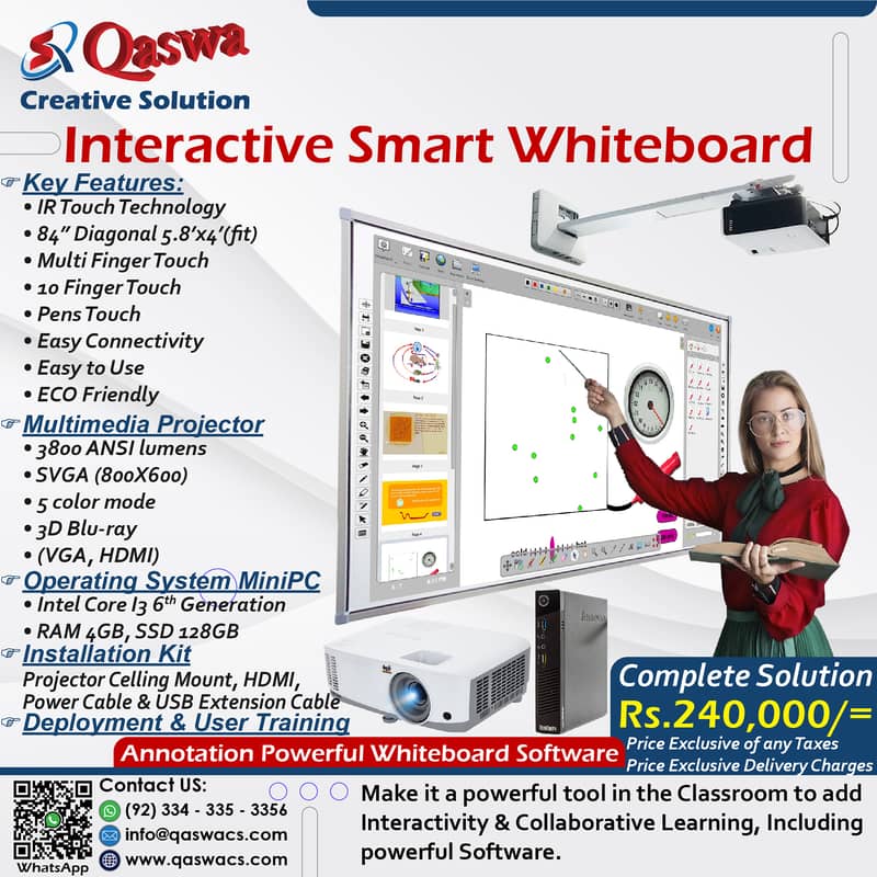 Interactive Whiteboard, Smart Touch Display IFP, SmartBoard, Projecto 14