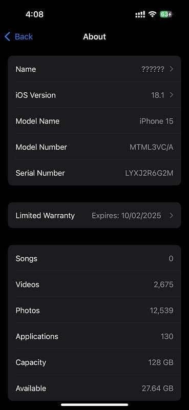 Iphone 15 non-PTA 128 GB 2 Months sim time remaining. 2