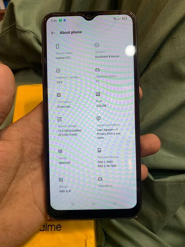 Realme c21 3RM GB32 all ok hai BOX hai original mobile has Shield hai 3