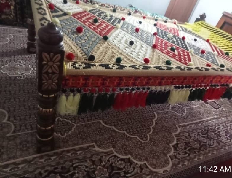 Fancy Charpai with Sheesham Frame and Carving 1