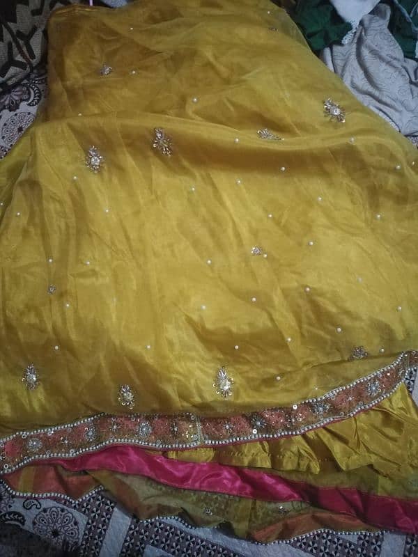 mustard mehandi langaha with short shirt and langaha with out dupatta. 1