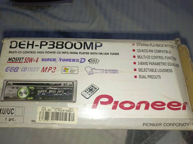 Pioneer DEH-P3800MP deck, Canadian, never opened,never used. brand new 2