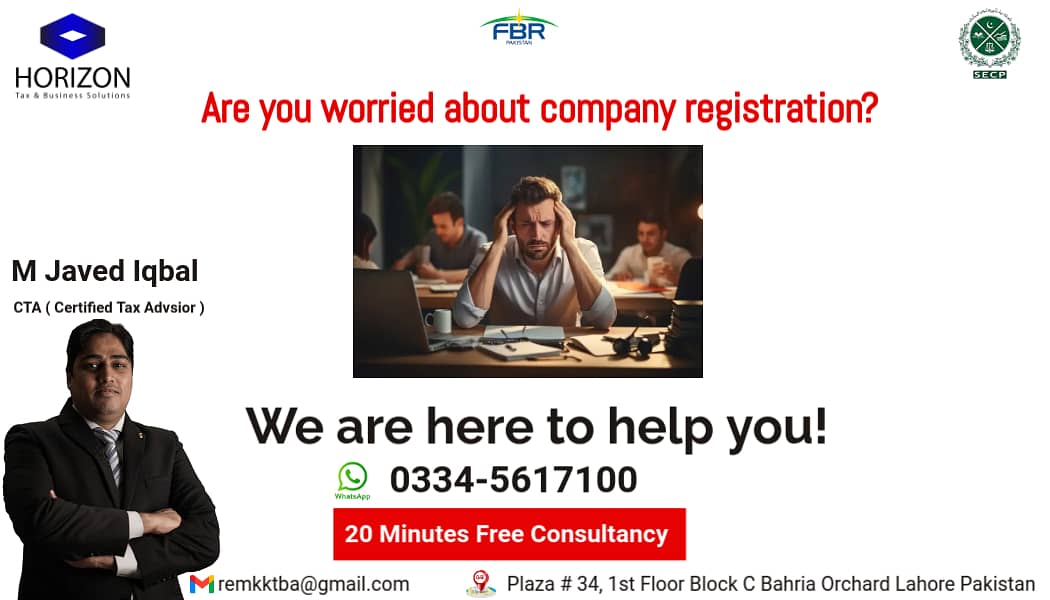 Company Registration/Firm/NTN Services/Sales Tax/Filer/PEC/Trade Mark 0