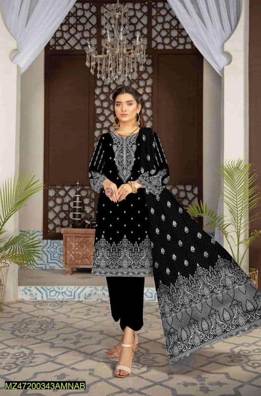 Amna-B , 3 PC's Women's Unstitched lawn printed suit 2