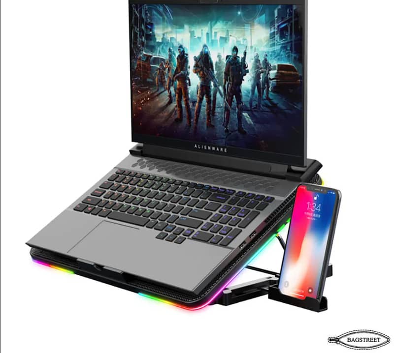 Adjustable Laptop Cooling Pad with 6 Fans & RGB Lights | Coolbell 8X f 1