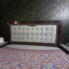 Wooden bed set with dressing table and 2 side tables and 1 chester