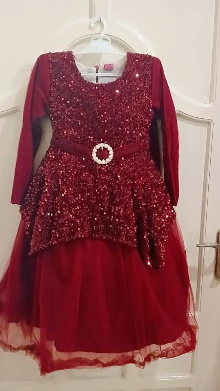 Discounted Elegant Maroon Net Girly Frock! 0